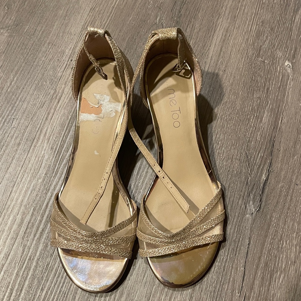 Gold Strappy Wedge Heels